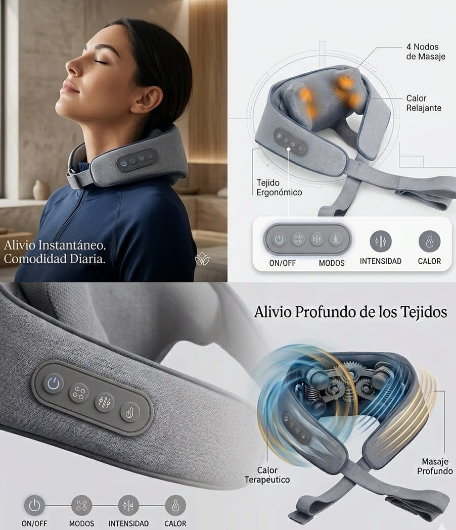 Masajeador Eléctrico de Cuello con Calor™ – Alivio Profundo en Minutos